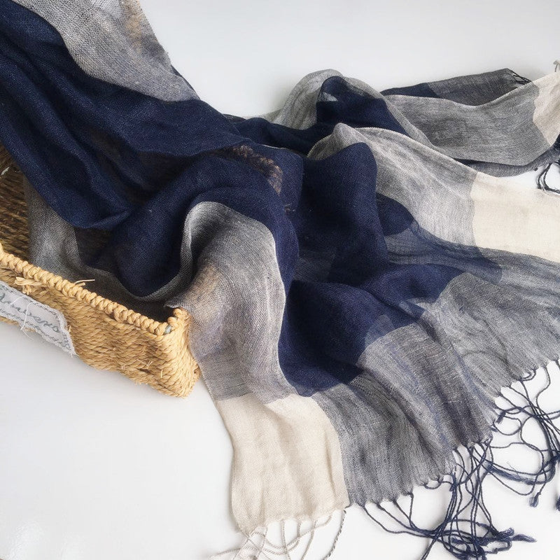 High Quality 100% Linen Scarf Plaid Shawl Four Seasons Scarves Muslim Scarves For Lady