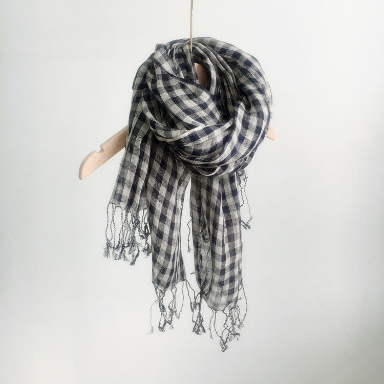 High Quality 100% Linen Scarf Plaid Shawl Four Seasons Scarves Muslim Scarves For Lady