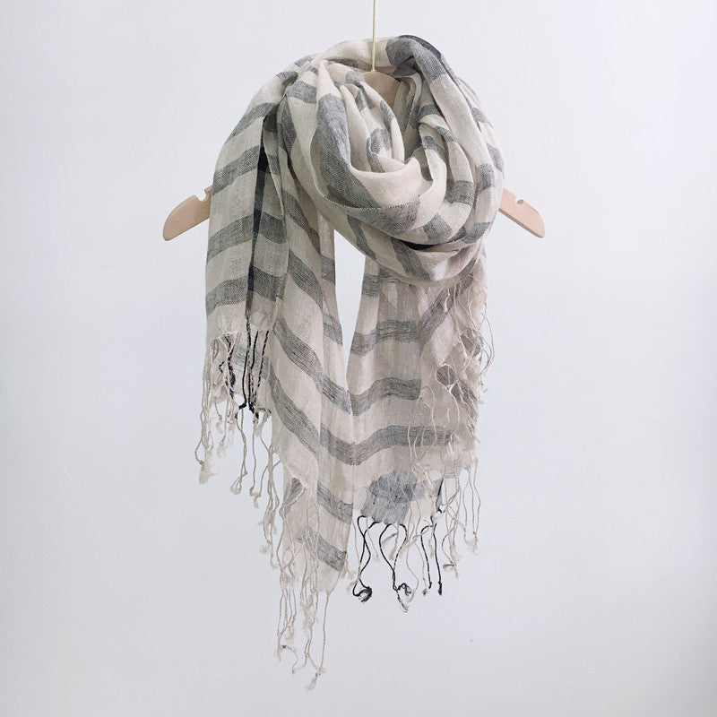 High Quality 100% Linen Scarf Plaid Shawl Four Seasons Scarves Muslim Scarves For Lady