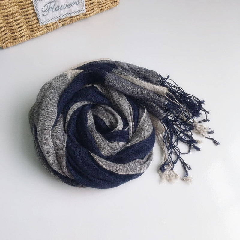 High Quality 100% Linen Scarf Plaid Shawl Four Seasons Scarves Muslim Scarves For Lady