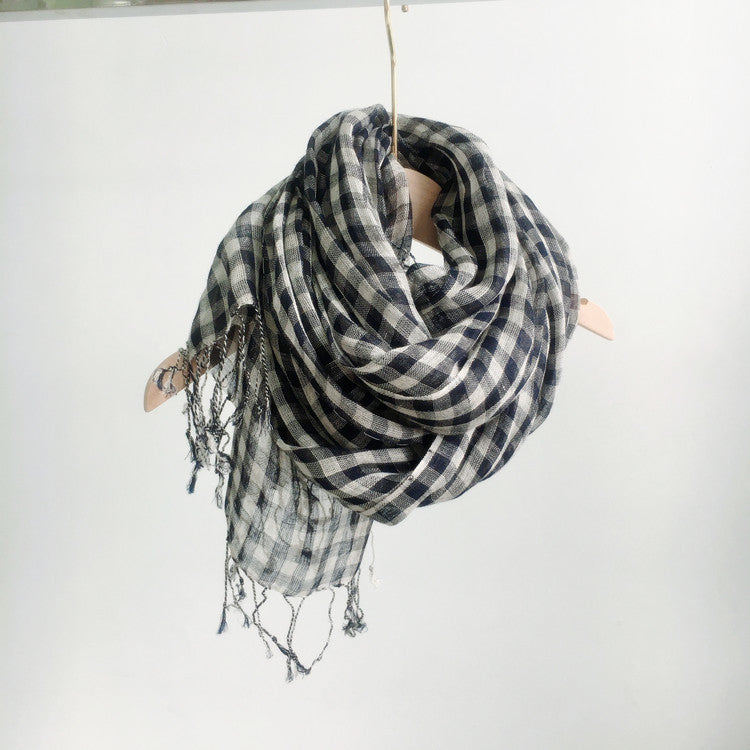 High Quality 100% Linen Scarf Plaid Shawl Four Seasons Scarves Muslim Scarves For Lady