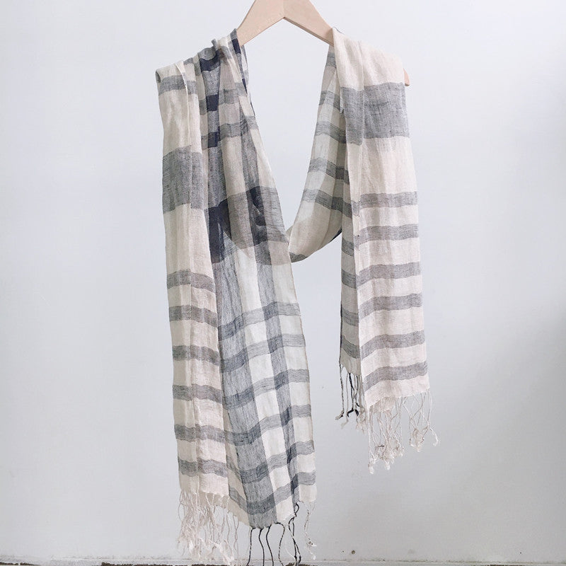 High Quality 100% Linen Scarf Plaid Shawl Four Seasons Scarves Muslim Scarves For Lady