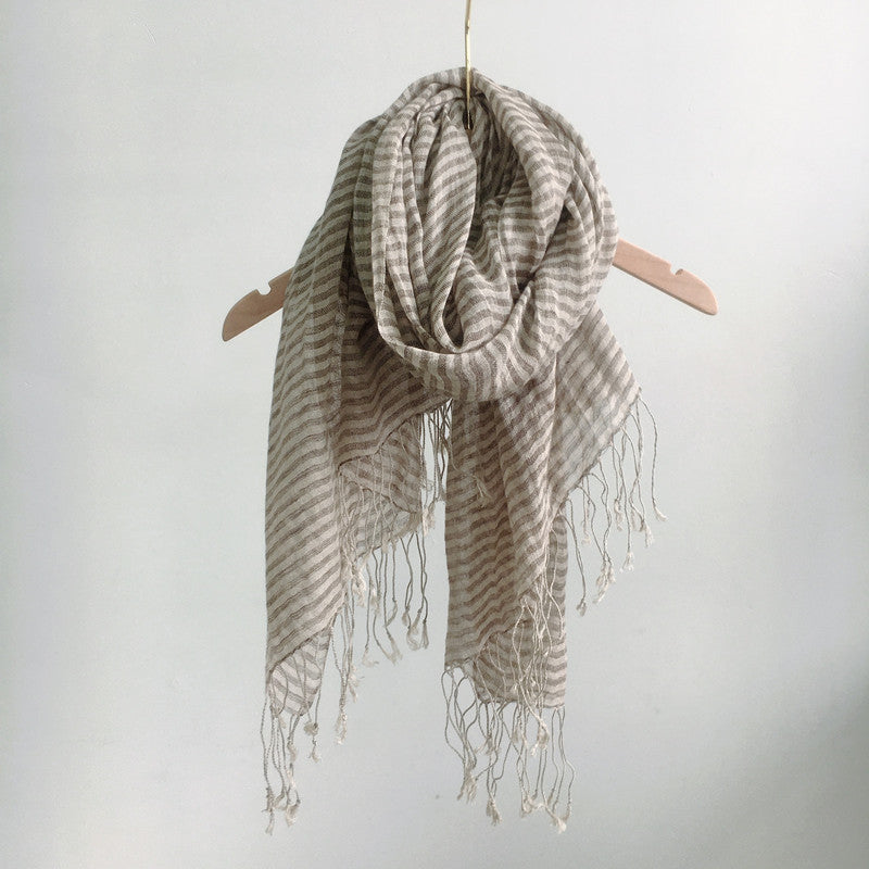 High Quality 100% Linen Scarf Plaid Shawl Four Seasons Scarves Muslim Scarves For Lady
