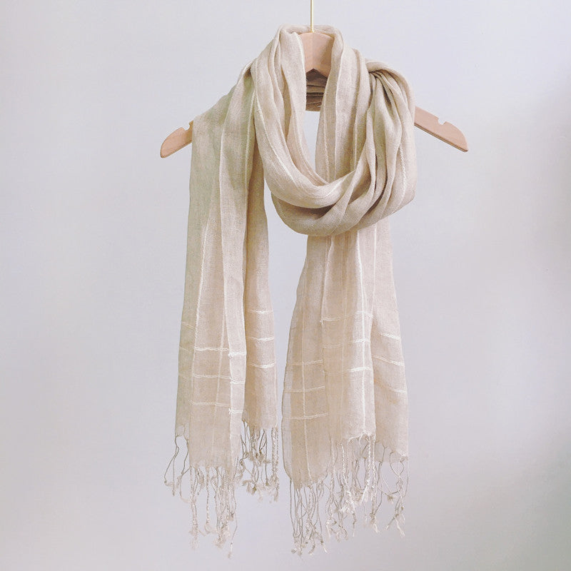 High Quality 100% Linen Scarf Plaid Shawl Four Seasons Scarves Muslim Scarves For Lady