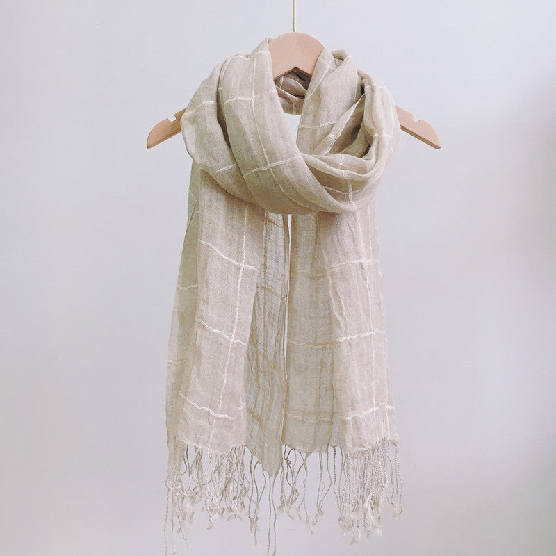High Quality 100% Linen Scarf Plaid Shawl Four Seasons Scarves Muslim Scarves For Lady