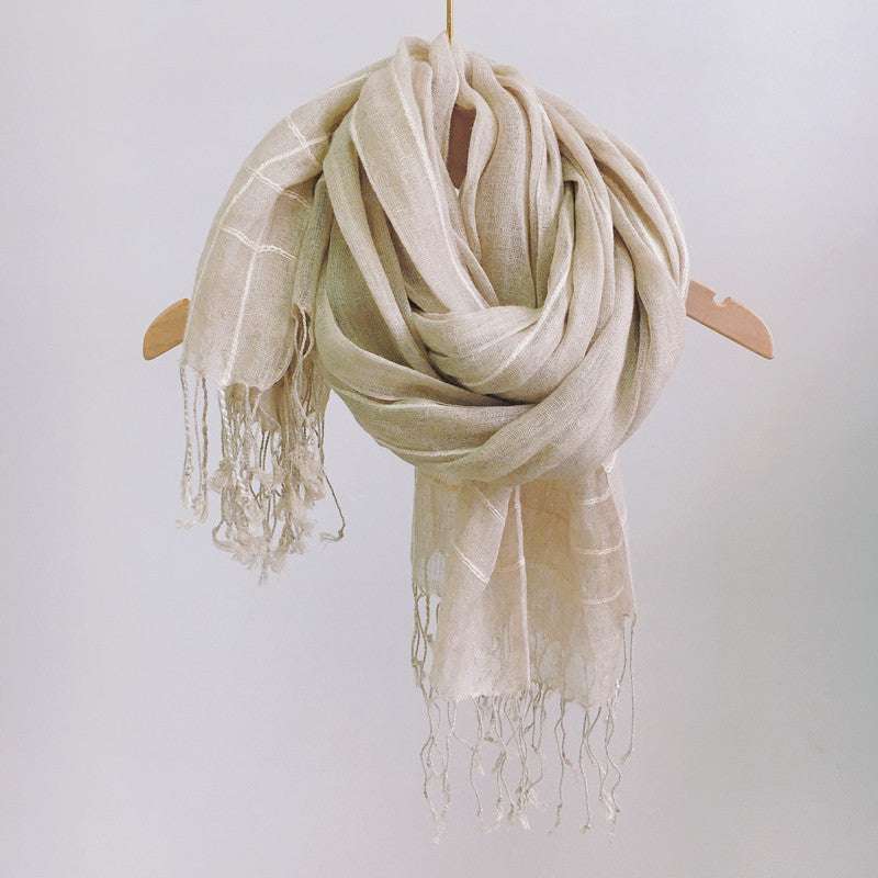 High Quality 100% Linen Scarf Plaid Shawl Four Seasons Scarves Muslim Scarves For Lady