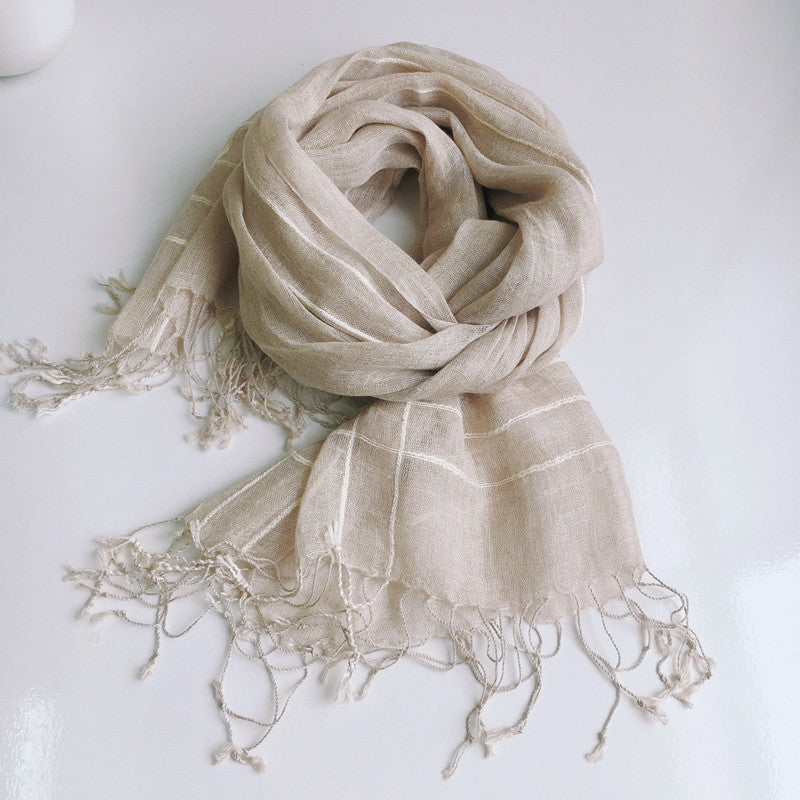 High Quality 100% Linen Scarf Plaid Shawl Four Seasons Scarves Muslim Scarves For Lady