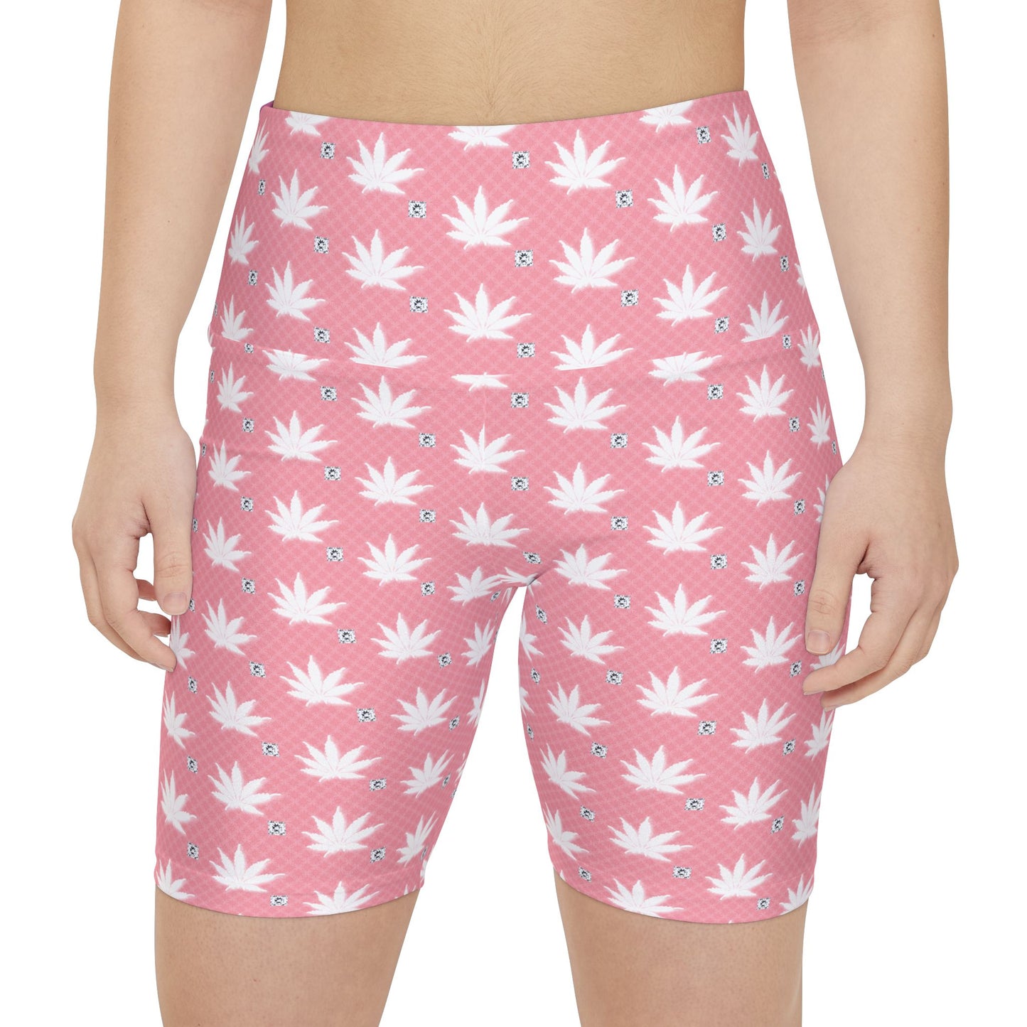 FROSTED BRIGHT TRUE PINK ICED DIAMOND Floral Workout Shorts
