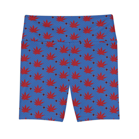 BLOOD STAR STRUCK Infinite Universe Cozy Cannabis Print Workout Shorts, Stylish Activewear for Gym, Yoga, Running, Gifts for Her, Summer Essentials