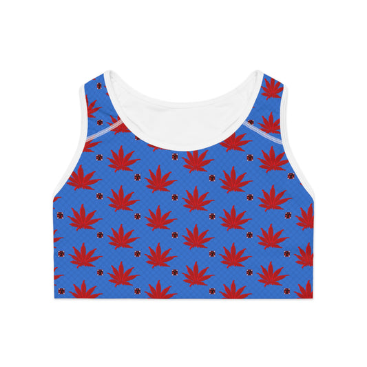 BLOOD STAR STRUCK Infinite Universe Colorful Leaf Sports Bra for Active Lifestyle, Yoga, Fitness, Workout Gear, Gift for Her, Summer Essential