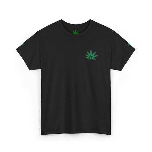 GREEN SMOKE Infinite Universe Cannabis Leaf Unisex Heavy Cotton Tee - Trendy Black Tee for Stoners, 420 Celebration, Gift for Him/Her, Relaxed Fit, Casual Wear