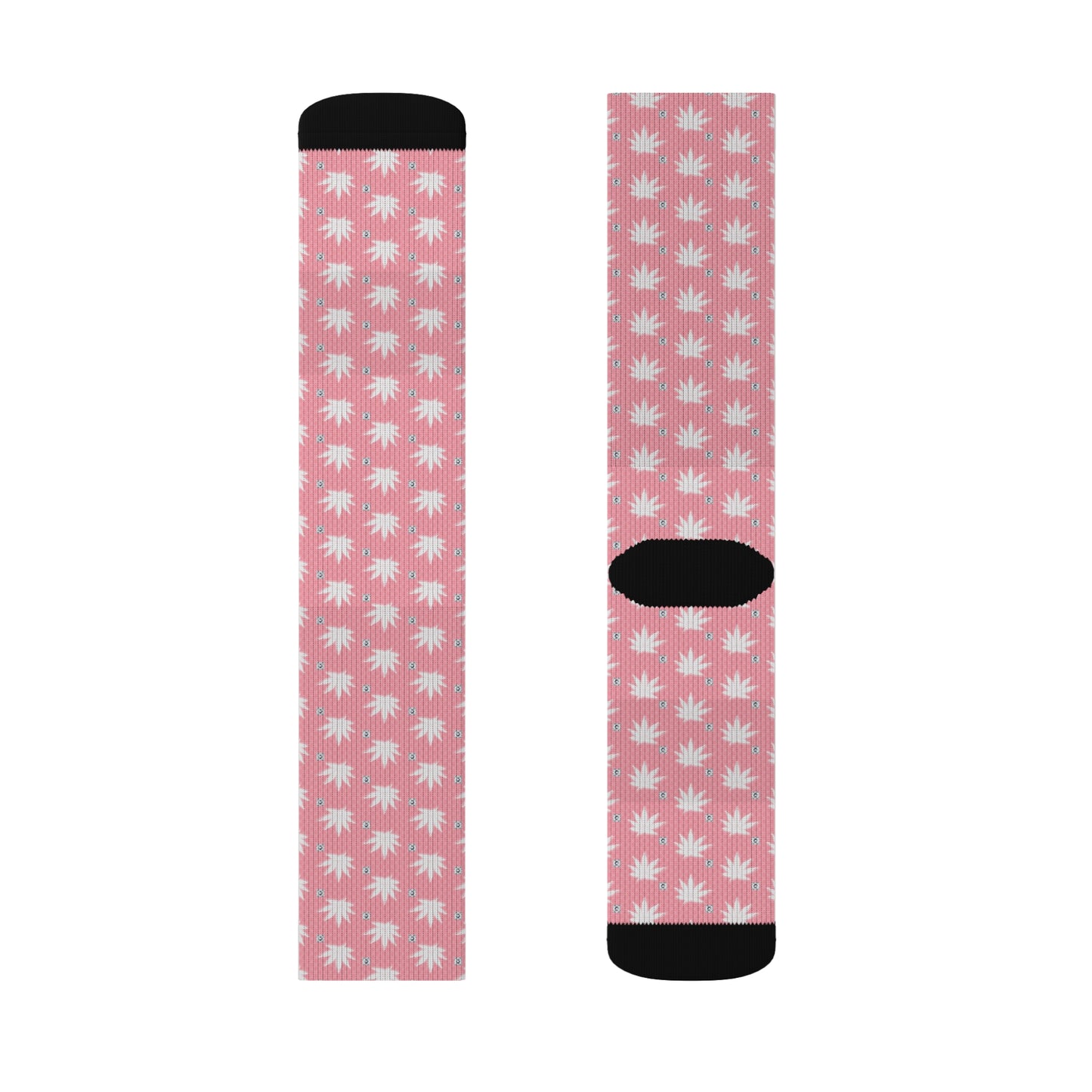 FROSTED BRIGHT TRUE PINK ICED DIAMOND Chic Floral Sublimation Socks