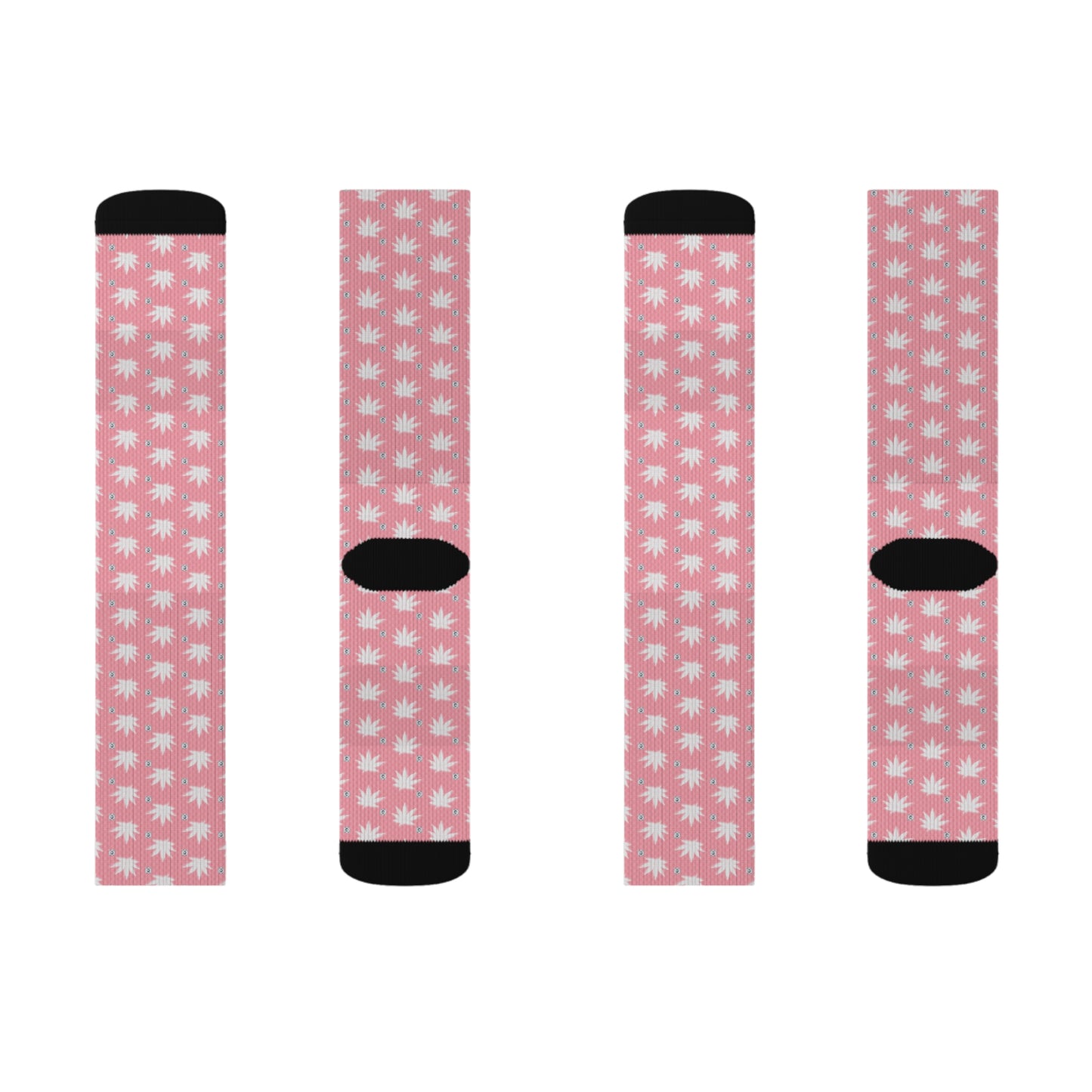 FROSTED BRIGHT TRUE PINK ICED DIAMOND Chic Floral Sublimation Socks