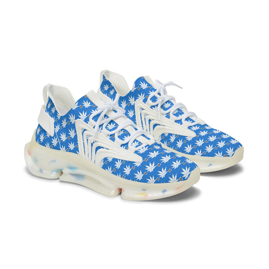 NEW Sapphire BLUE-ICE Infinite Universe Mesh Sneakers — Blue Palm Leaf Athletic Shoes for Women