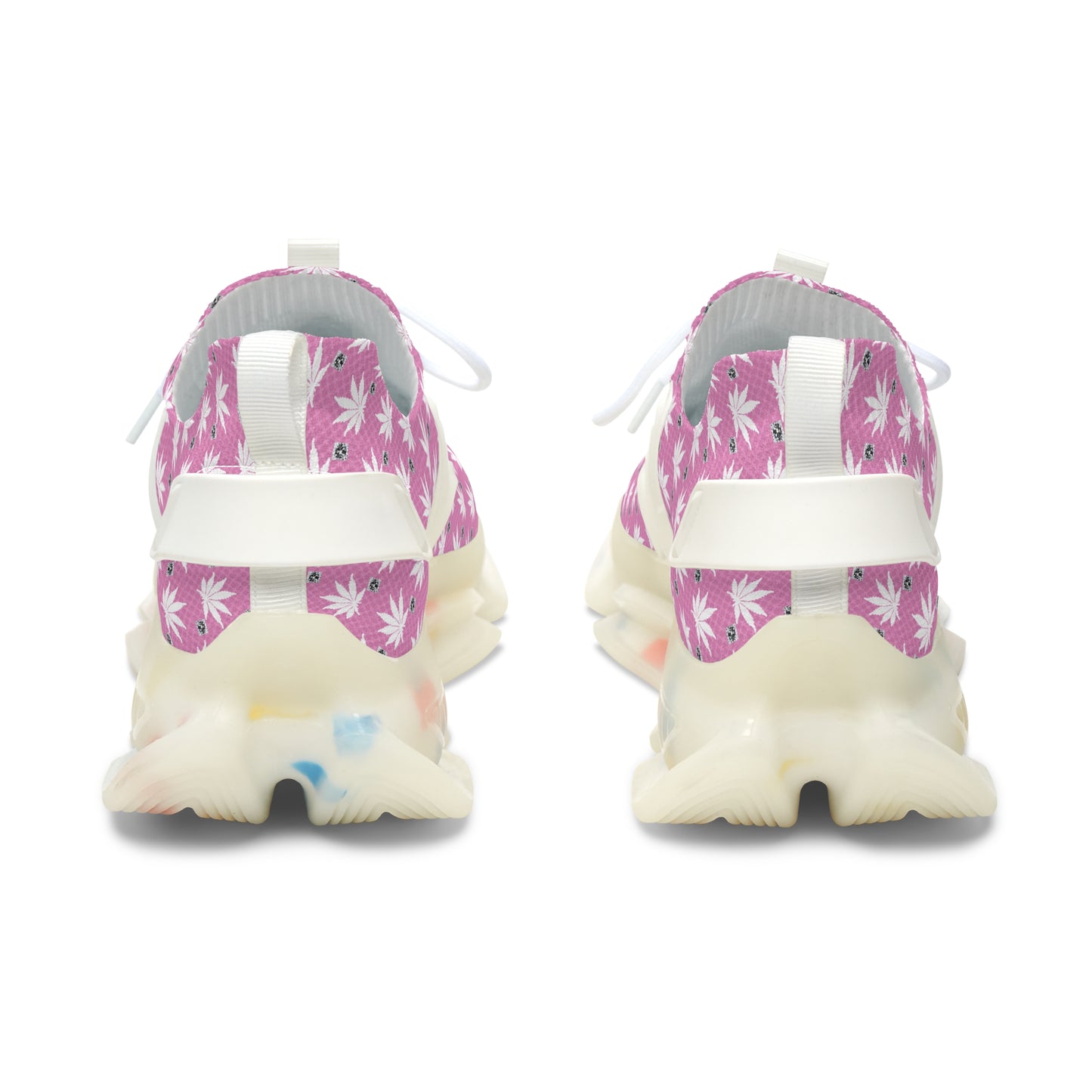 NEW PINK ICED DIAMOND Infinite Universe Sneakers — Women's Floral Cannabis Print Athletic Shoes