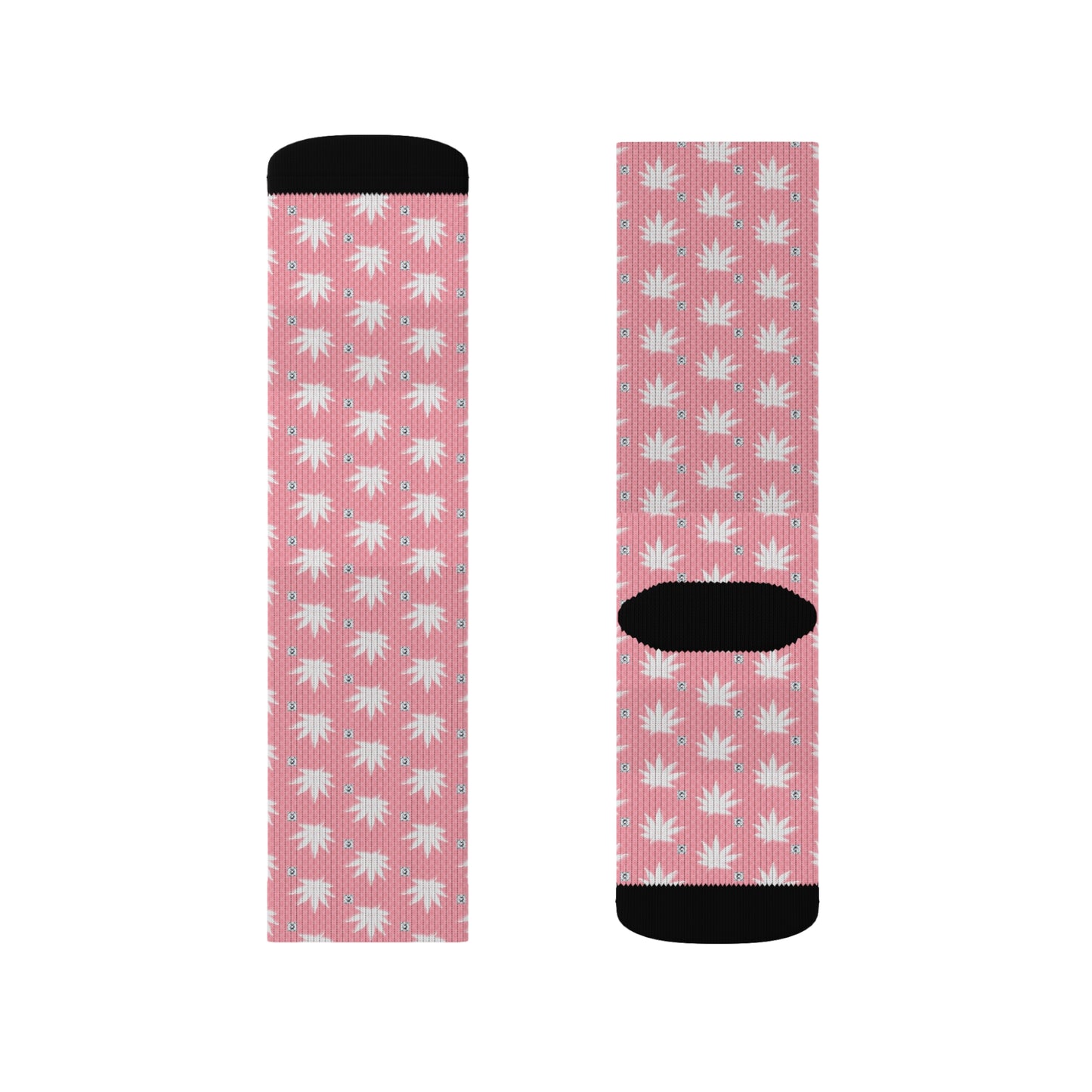 FROSTED BRIGHT TRUE PINK ICED DIAMOND Chic Floral Sublimation Socks