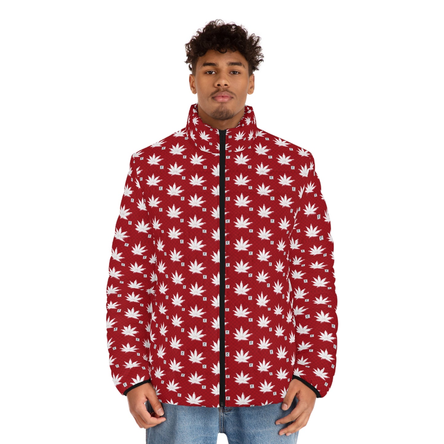 FROSTED BLOOD ICED DIAMOND Infinite Universe - Men's Puffer Jacket with Leaf Pattern