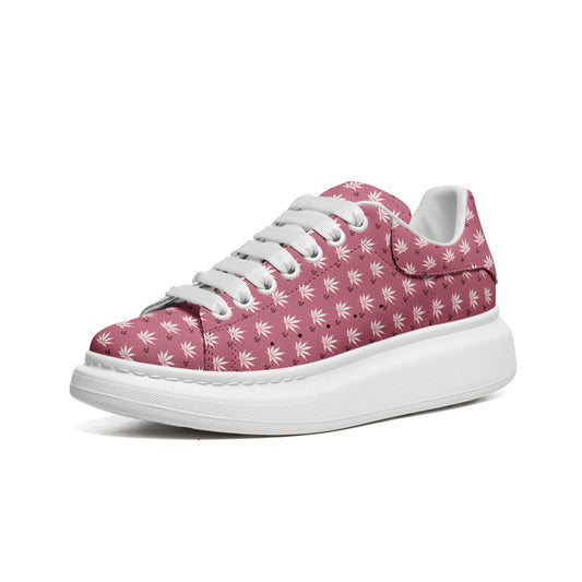 Unisex Non Slip Lace Up Faux Leather Sneakers