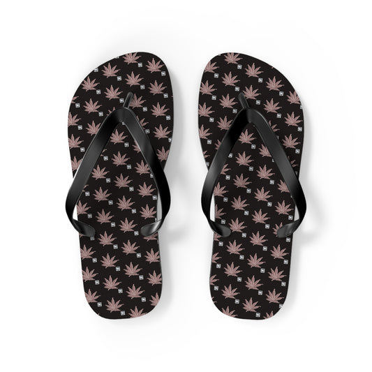 FROSTED BLACK ICED Diamond - Infinite Universe Bohemian Floral Flip Flops