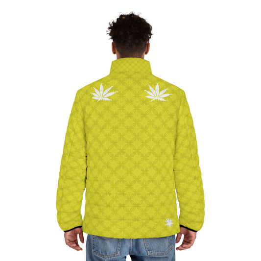 CANARY GOLD DIAMOND FROST {BABY STAR FLAKE} Infinite Universe Men's Puffer Jacket (AOP)
