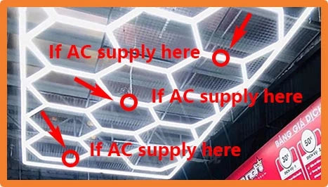 2.41*3.5M with Outline Hexagon Led Garage Lamp Inspection Hexagon Panel Light for Ceiling Wall Detailing Studio Poshing Workshop