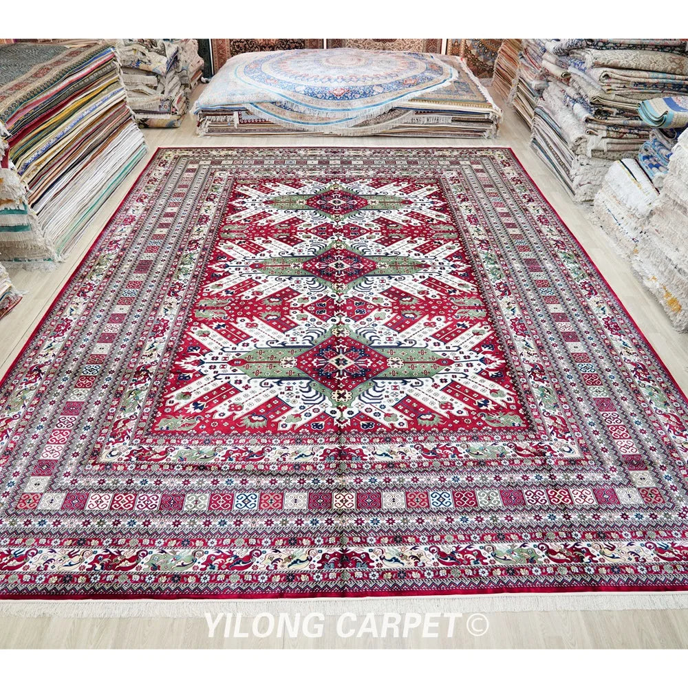 Yilong 14'x20' Oversize Silk Oriental Rug Handwoven Afghan Rug Carpet Home Office (TJ325A)