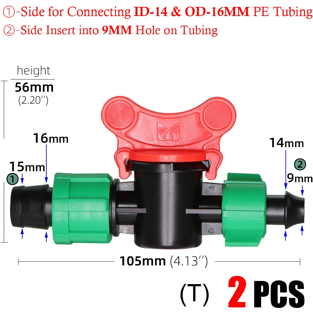 16mm 20mm 25mm 4/7mm 8/11mm Shut-off Valve Garden Hose Waterstop Barb Connector 1/4'' 1/2'' 3/4'' Drip Irrigation Valve Fittings