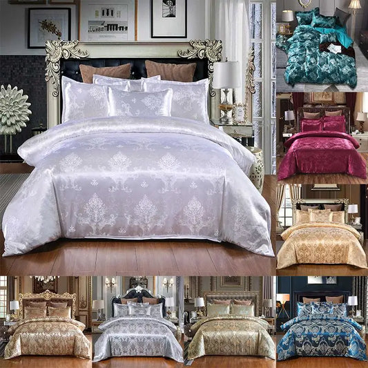 Satin Jacquard Bedding Set Luxurious Solid European Style Duvet Cover King Queen Bed Pillowcases 2020 New