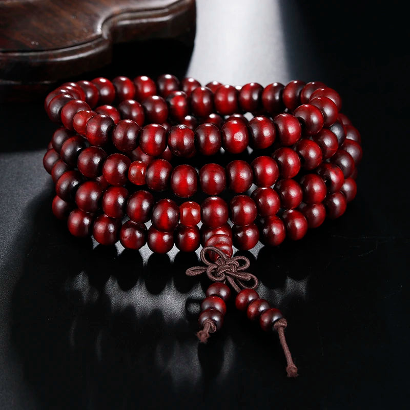 1Pcs 8mm Natural Sandalwood Buddhist Buddha Meditation Wood Prayer Bead Mala Bracelet Bangles Women Men Jewelry 108 Beads Bijoux