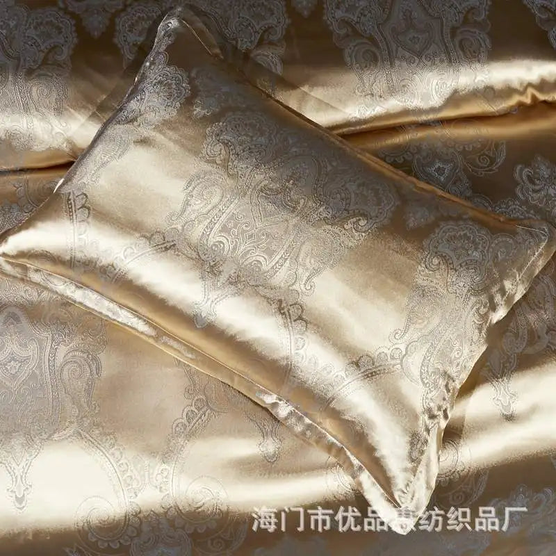 Satin Jacquard Bedding Set Luxury Bed Linens European Style Duvet Cover Queen King Size For Adults