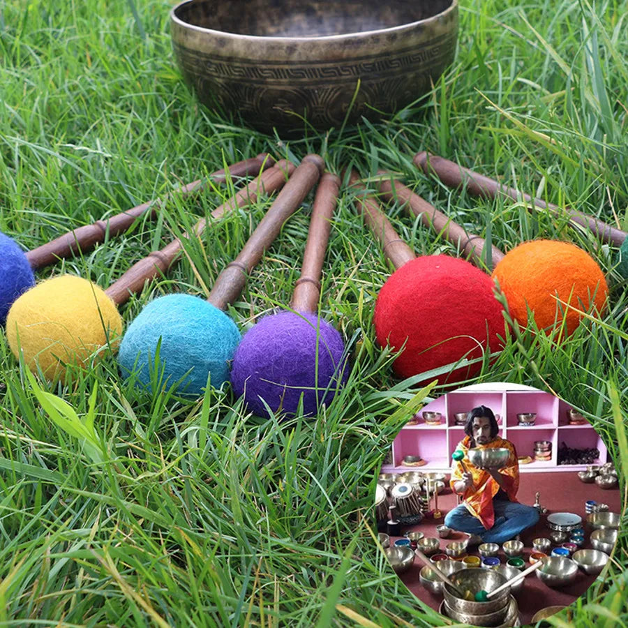 Tibetan Buddhist Meditation Singing Bowl Wool Felt Hammer Yoga Healing Bowl Accessories Seven Chakras Handmade Bowl Hammer