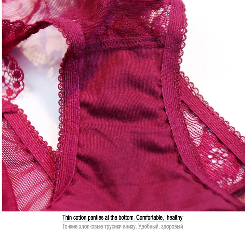 2020 New Lace Bra Set Transparent Plus Size C D Cup Underwear Women Ultrathin Sexy Lingerie Set Black Brand Bra And Panty Set