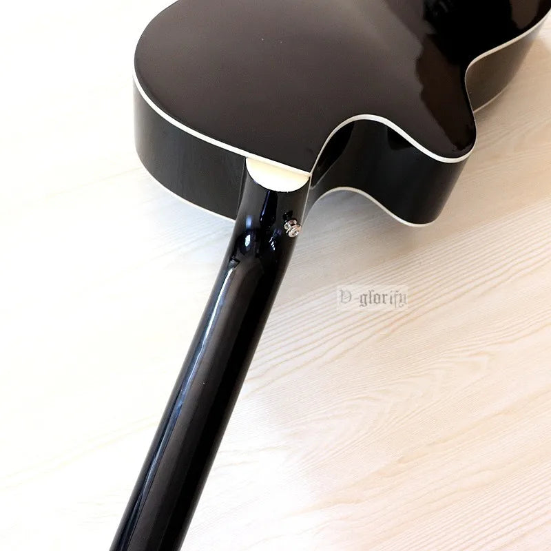 Acoustic Electric Bass Guitar 4 String High Gloss Acoustic Bass 43 Inch Natural Color Black Color Cutaway Bass Guitar with EQ