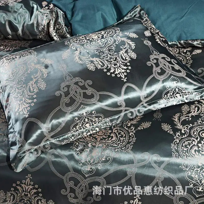 Satin Jacquard Bedding Set Luxury Bed Linens European Style Duvet Cover Queen King Size For Adults