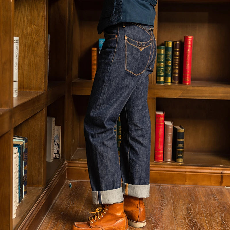 350-0001 Read Description! Red Tornado Indigo Selvage Unwashed Pants Unsanforized Brass Buckle Raw Denim Jean 14oz