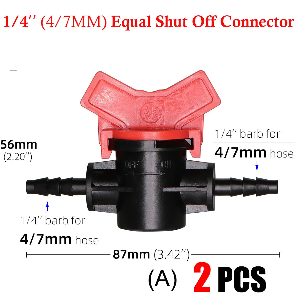 16mm 20mm 25mm 4/7mm 8/11mm Shut-off Valve Garden Hose Waterstop Barb Connector 1/4'' 1/2'' 3/4'' Drip Irrigation Valve Fittings