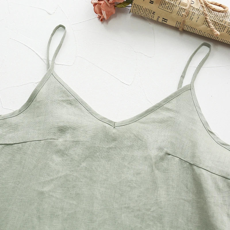 100% Linen Women'S Dress Casual Adjustable Strap Open Side Elegant Dresses For Women Vestido Feminino 120805WLY