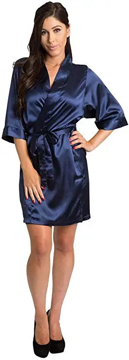 Burgundy Satin Kimono Robes women short pajamas dressing gown wine red Bridesmaid Gift team bride Bridal Party Robes