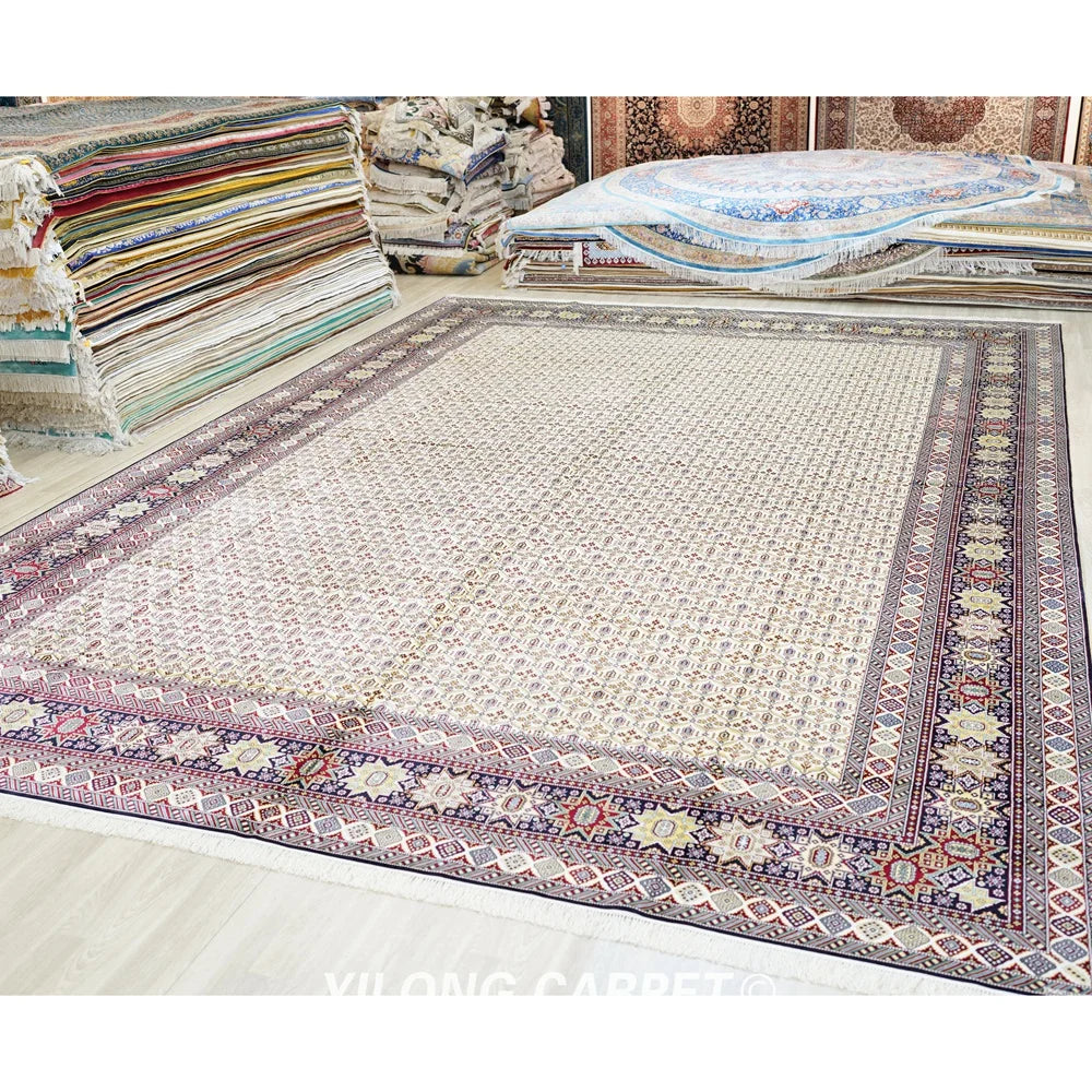 Yilong 12'x18' Oversized Hand Knotted Silk Carpet Large All Over Area Rug (TJ323A)