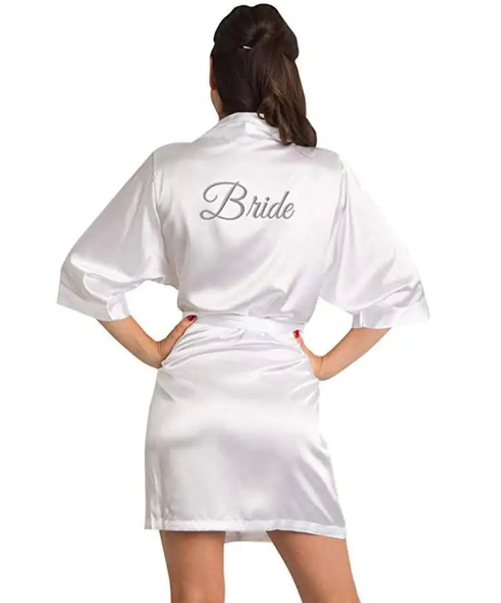 Burgundy Satin Kimono Robes women short pajamas dressing gown wine red Bridesmaid Gift team bride Bridal Party Robes
