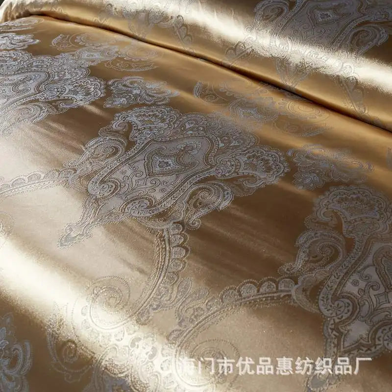 Satin Jacquard Bedding Set Luxury Bed Linens European Style Duvet Cover Queen King Size For Adults