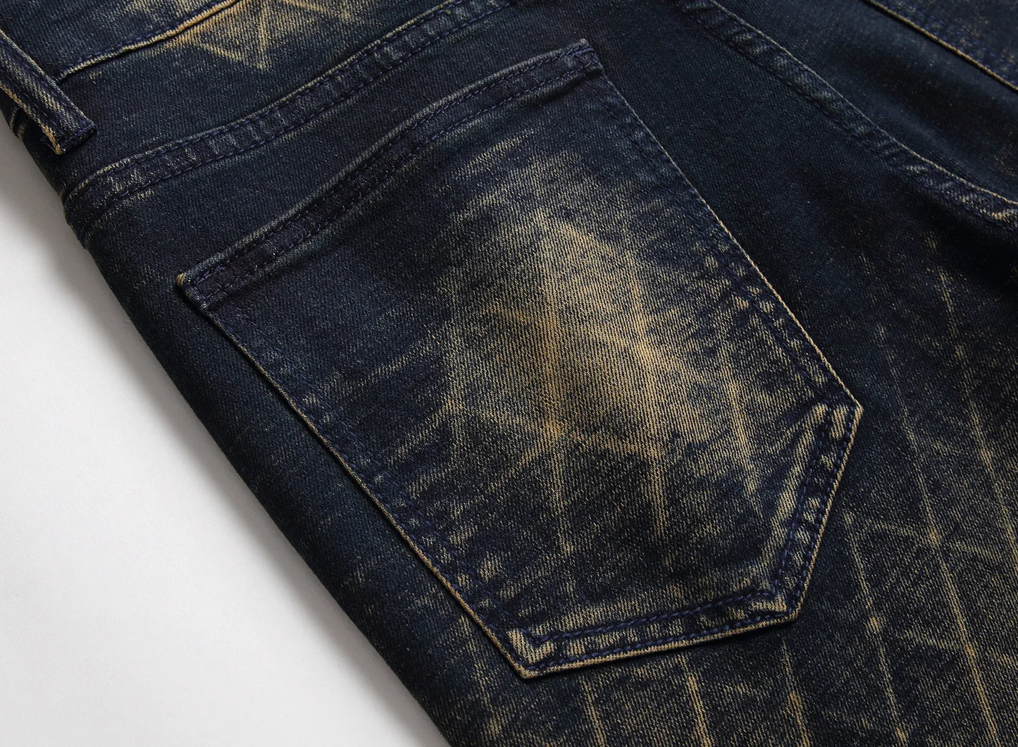 2022 European and American Fashion Men's Brand Biker Jeans Original Retro Stretch Straight Men Denim Trousers Plus Size 29-42