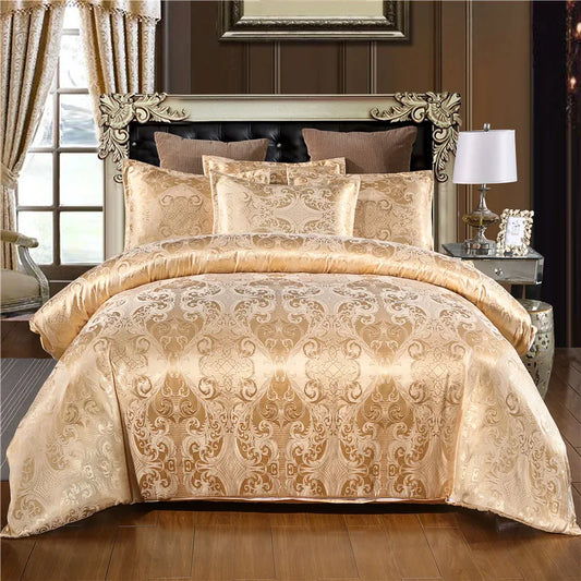 Claroom Jacquard Bedding Set Queen King Size Duvet Cover Bed set Quilt High Quality Luxury Gold Colour 2/3pcs Comforter