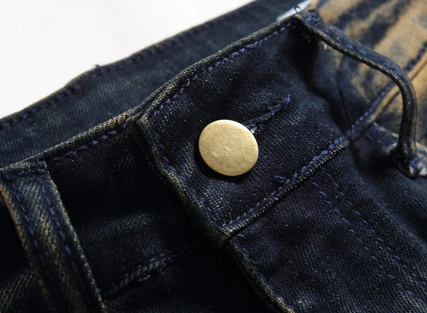 2022 European and American Fashion Men's Brand Biker Jeans Original Retro Stretch Straight Men Denim Trousers Plus Size 29-42