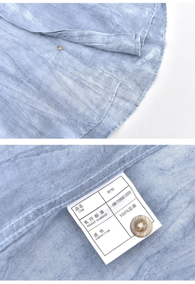 Men Spring Autumn High Quality Healthy 100% Linen Shirts Vintage Wrinkled Soft Breathable Slim Fit Tops Business Casual Shirts