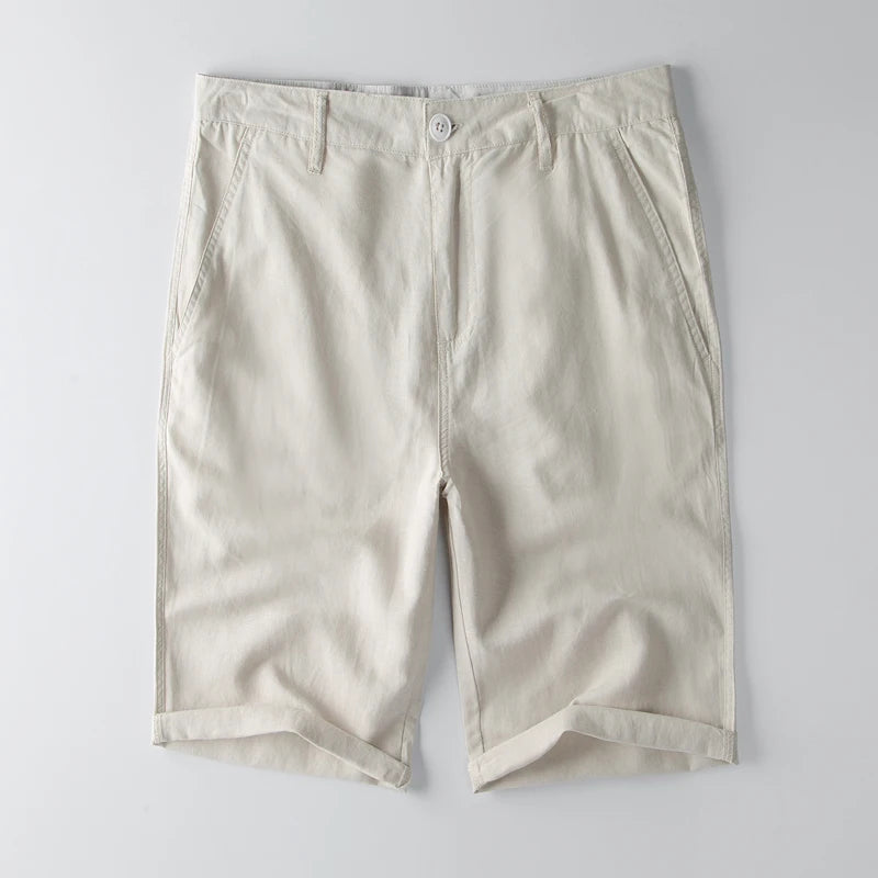 Designer new linen shorts men casual beach short men brand wild leisure solid Cargo shorts for men bermuda masculina bermudas