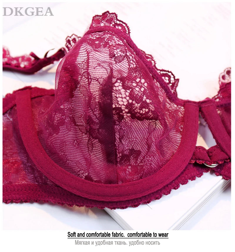 2020 New Lace Bra Set Transparent Plus Size C D Cup Underwear Women Ultrathin Sexy Lingerie Set Black Brand Bra And Panty Set