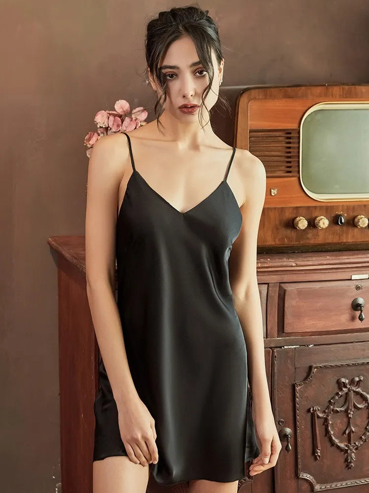 Satin Robe Set Sexy Women Sleepwear Casual Intimate Lingerie Faux Silk Nightdress Kimono Bathrobe Gown V-Neck Nightwear
