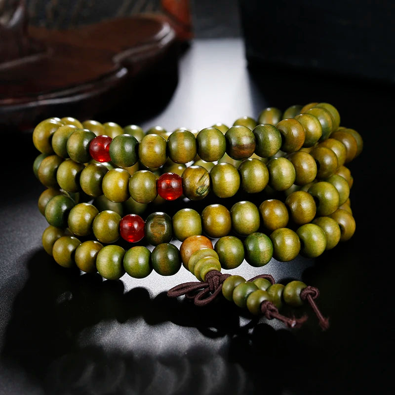 1Pcs 8mm Natural Sandalwood Buddhist Buddha Meditation Wood Prayer Bead Mala Bracelet Bangles Women Men Jewelry 108 Beads Bijoux