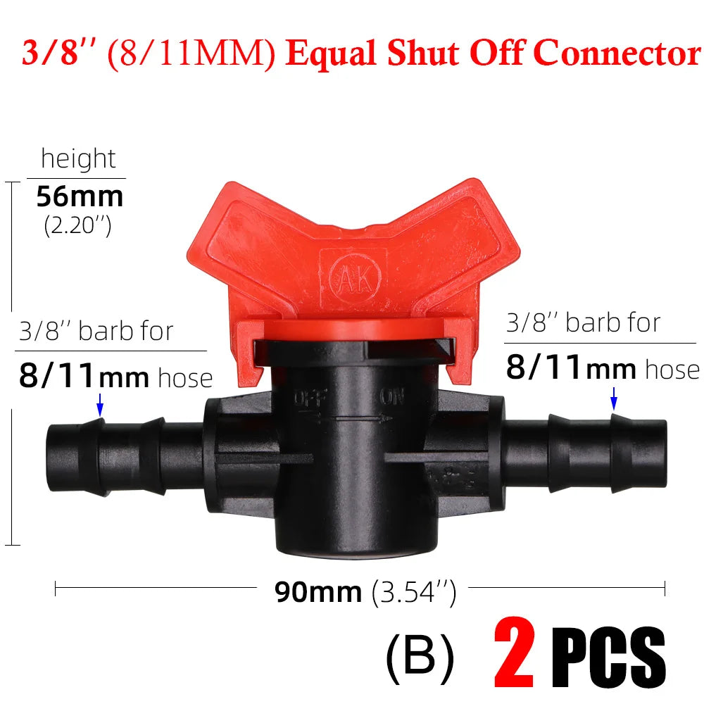 16mm 20mm 25mm 4/7mm 8/11mm Shut-off Valve Garden Hose Waterstop Barb Connector 1/4'' 1/2'' 3/4'' Drip Irrigation Valve Fittings